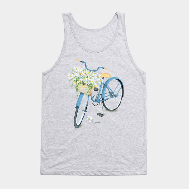 Vintage Blue Bicycle With Flowers Tank Top by susannefloe